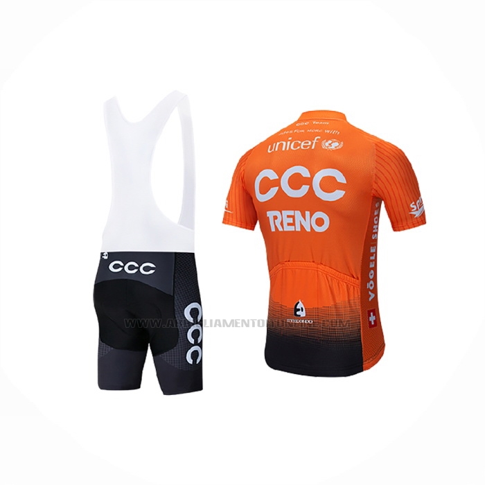 2019 Abbigliamento Ciclismo CCC Arancione Manica Corta e Salopette